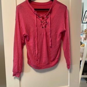 Iris Womens Small Pink Front Tie Sweater Long Sleeve